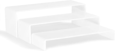 Red Co. 2-Pack Set of 3 (4", 3", 2") Acrylic Rectangular Step Shelf Display Stand Risers, White in Saudi Arabia