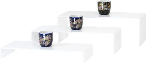 Red Co. 2-Pack Set of 3 (4", 3", 2") Acrylic Rectangular Step Shelf Display Stand Risers, White in Saudi Arabia