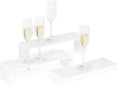 Red Co. 2-Pack Set of 3 (4", 3", 2") Acrylic Rectangular Step Shelf Display Stand Risers, White in Saudi Arabia
