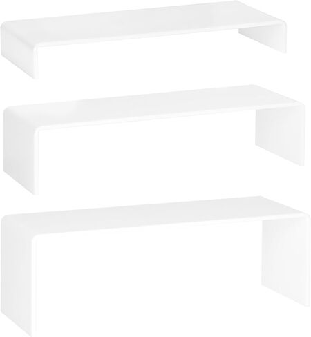 Red Co. 2-Pack Set of 3 (4", 3", 2") Acrylic Rectangular Step Shelf Display Stand Risers, White in Saudi Arabia