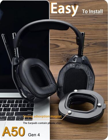 مجموعة تعديل A50 Gen 4 - وسائد أذن بديلة وعصابة رأس متوافقة مع سماعة رأس Astro A50 Gen 4، ووسائد الأذن، وترقية رغوة إلغاء الضوضاء عالية الكثافة، وسمك إضافي in Saudi Arabia