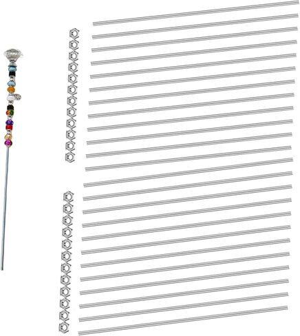 Set of 48 Lobergel 8/32 Inch M4 Threaded Rods and Studs, Include 24pcs 9.84" Fully Threaded Rods 24pcs Stainless Steel Hex Nuts, Right Hand Thread Bar for Clamps Hangers Beaded Garden Stakes in Kuwait