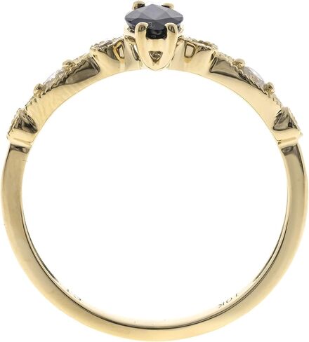 Gin & Grace 10K Yellow Gold Genuine Blue Sapphire Ring with Diamonds for women | Ethically, authentically & organically sourced (Marquise-Cut) shaped Sapphire hand-crafted jewelry for her | Sapphire Ring for women in Saudi Arabia