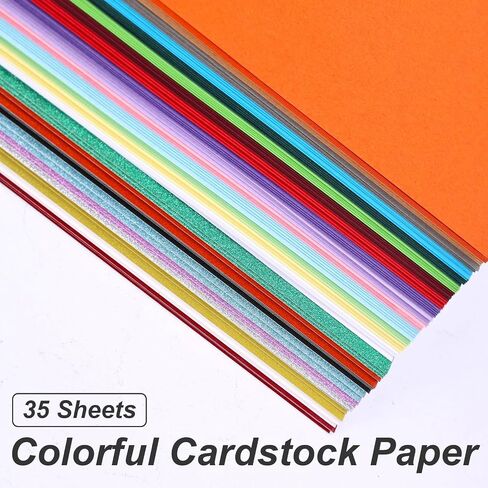 MCPINKY 35 Sheets Cardstock Paper, Glitter Cardstocks A4 Construction Paper Colored Cardstock Paper for Card Making Kids Art Crafts Scrapbooking in Saudi Arabia