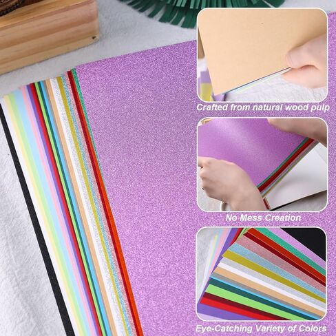 MCPINKY 35 Sheets Cardstock Paper, Glitter Cardstocks A4 Construction Paper Colored Cardstock Paper for Card Making Kids Art Crafts Scrapbooking in Saudi Arabia