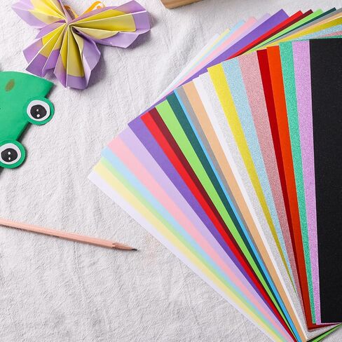 MCPINKY 35 Sheets Cardstock Paper, Glitter Cardstocks A4 Construction Paper Colored Cardstock Paper for Card Making Kids Art Crafts Scrapbooking in Saudi Arabia