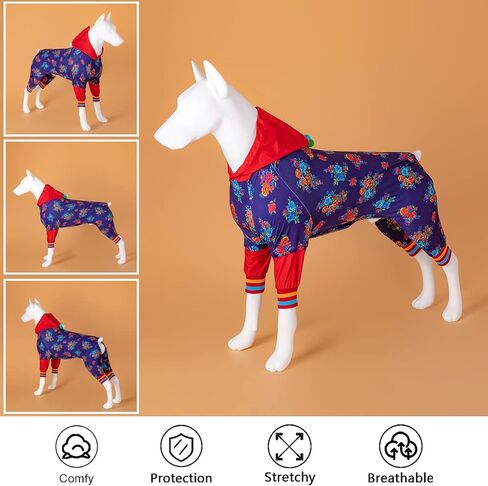 LovinPet Pitbull Dog Bodysuits, Wound Care, Anxiety Relief, Easy Wearing Dog Pajamas Dog Jammies, Fashion Reflective Strap Floral Navy/Fuchsia Prints Recovery Suit for Dogs Party Costume XL in Saudi Arabia