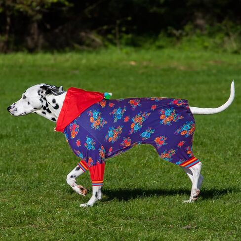 LovinPet Pitbull Dog Bodysuits, Wound Care, Anxiety Relief, Easy Wearing Dog Pajamas Dog Jammies, Fashion Reflective Strap Floral Navy/Fuchsia Prints Recovery Suit for Dogs Party Costume XL in Saudi Arabia