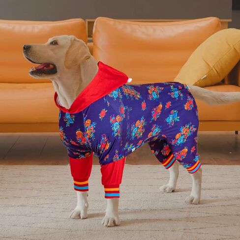 LovinPet Pitbull Dog Bodysuits, Wound Care, Anxiety Relief, Easy Wearing Dog Pajamas Dog Jammies, Fashion Reflective Strap Floral Navy/Fuchsia Prints Recovery Suit for Dogs Party Costume XL in Saudi Arabia