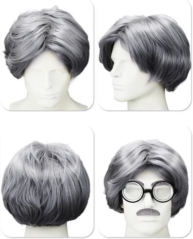 Ceenna 9 قطعة 100 يوم من زي المدرسة الرجل العجوز زي الجد اكسسوارات مجموعة الباروكات وهمية نظارات وهمية الشارب الحواجب in Kuwait