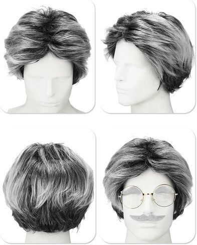 Ceenna 9 قطعة 100 يوم من زي المدرسة الرجل العجوز زي الجد اكسسوارات مجموعة الباروكات وهمية نظارات وهمية الشارب الحواجب in Kuwait