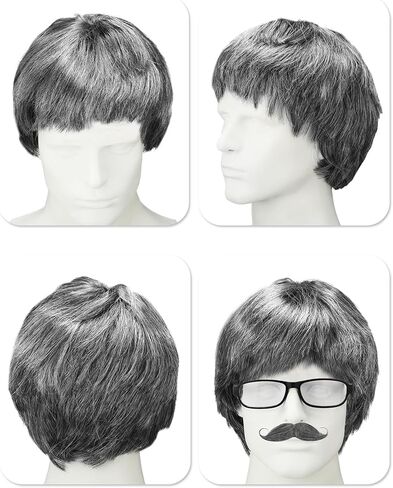 Ceenna 9 قطعة 100 يوم من زي المدرسة الرجل العجوز زي الجد اكسسوارات مجموعة الباروكات وهمية نظارات وهمية الشارب الحواجب in Kuwait