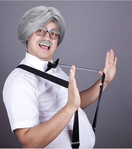 Ceenna 9 قطعة 100 يوم من زي المدرسة الرجل العجوز زي الجد اكسسوارات مجموعة الباروكات وهمية نظارات وهمية الشارب الحواجب in Kuwait