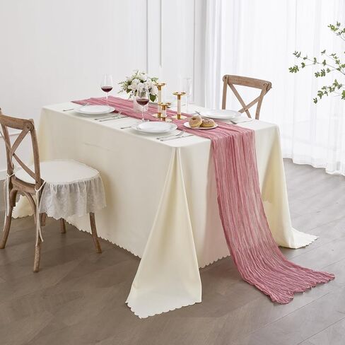 مفرش طاولة من قماش الجبن Nialnant، مقاس 35 × 160 بوصة، مفرش طاولة بوهو باللون الأخضر المريمية، مفرش طاولة للعطلات لحفلات المآدب الخاصة، وحفلات الزفاف وديكورات حفلات الزفاف in Kuwait
