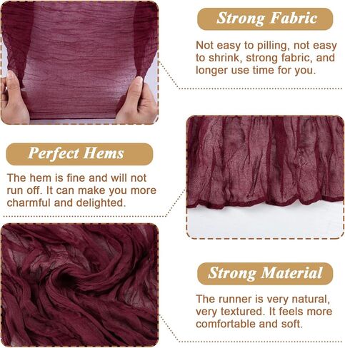 sajoo مغبرة روز القماش القطني الجدول عداء الشاش الجدول العداءين 13.3ft 8 قطع طويلة بوهو الشاش الجدول عداء ريفي شير الجدول عداء لديكور الزفاف الطفل الزفاف دش عيد ميلاد حزب الزينة in Kuwait