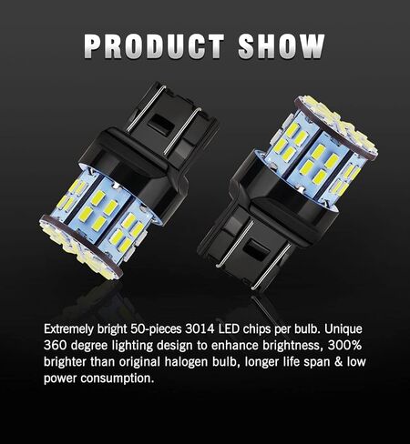 Antline 7440 7443 T20 992 مصابيح LED بيضاء، فائقة السطوع 3014 50-SMD LED بديلة لـ 12 فولت RV Camper Car Trailer Boat Trunk Backup عكس الذيل الفرامل أضواء إشارة الانعطاف (حزمة من 10) in Kuwait