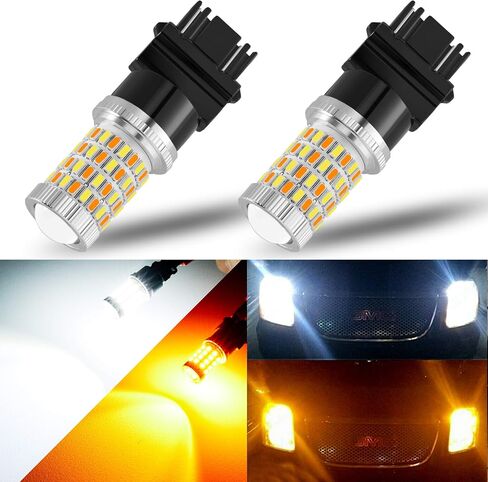 AUXLIGHT 7443 7444 992 T20 7443NA 7441 لمبات LED Switchback 76SMD شرائح أبيض/كهرمان مع استبدال جهاز العرض لإشارة الانعطاف الأمامية/الخلفية لأضواء الجري أثناء النهار/DRL (حزمة من 2) in Kuwait