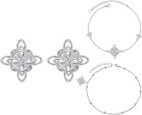 FLYOW Item Celtic Knot Stud Earrings and Item Celtic Knot Bracelet and Item Celtic Knot Anklet Bundle in Kuwait