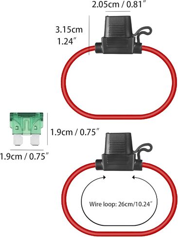 MUYI 4 عبوات من حامل الصمامات المضمنة 12 فولت - مجموعتان 10AWG مع مصهر شفرة 40 أمبير، مجموعتان 12 سلك ضفيرة مقاومة للماء مع مرحل صمامات ATC/ATO قياسي 30 أمبير in Kuwait