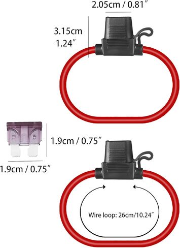 MUYI 4 عبوات من حامل الصمامات المضمنة 12 فولت - مجموعتان 10AWG مع مصهر شفرة 40 أمبير، مجموعتان 12 سلك ضفيرة مقاومة للماء مع مرحل صمامات ATC/ATO قياسي 30 أمبير in Kuwait