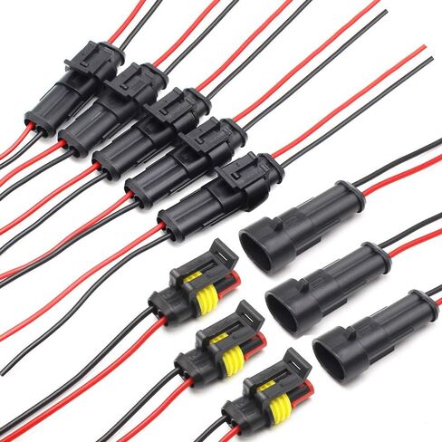 2 Pin Way Car Waterproof Electrical Connector HID Plug Auto Electrical Wire Connectors 1.5mm Series Terminal and Rubber Seal with Wire AWG Marine, 8 Pack in Saudi Arabia