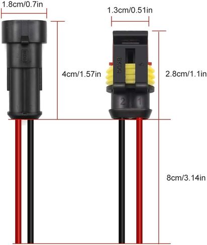 2 Pin Way Car Waterproof Electrical Connector HID Plug Auto Electrical Wire Connectors 1.5mm Series Terminal and Rubber Seal with Wire AWG Marine, 8 Pack in Saudi Arabia