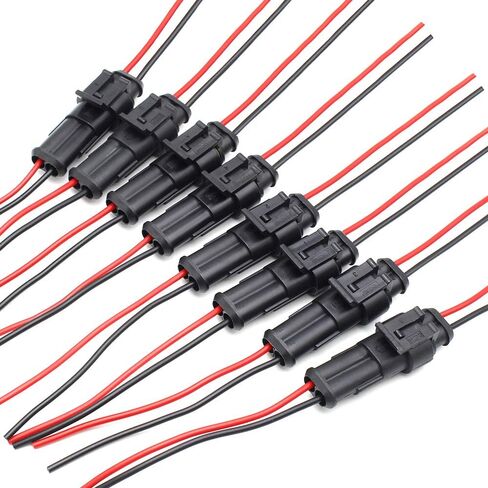 2 Pin Way Car Waterproof Electrical Connector HID Plug Auto Electrical Wire Connectors 1.5mm Series Terminal and Rubber Seal with Wire AWG Marine, 8 Pack in Saudi Arabia