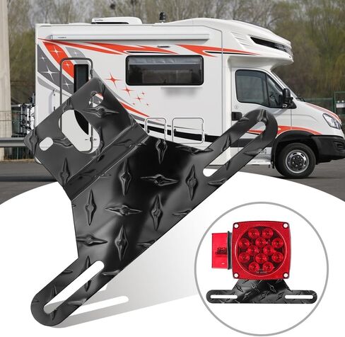 Hoypeyfiy Trailer License Plate Light Bracket Truck RV Off-Road Number Plate Light Mount Aluminum Holder (Silver 2pcs) in Saudi Arabia