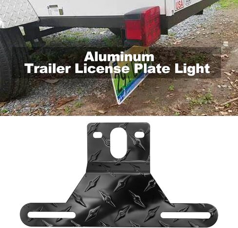 Hoypeyfiy Trailer License Plate Light Bracket Truck RV Off-Road Number Plate Light Mount Aluminum Holder (Silver 2pcs) in Saudi Arabia