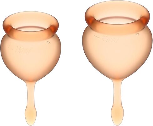 Satisfyer Feel Good Menstrual Cup - Reusable Period Cup with Removal Stem - Soft, Flexible Body-Safe Silicone, Easy Insertion & Removal - Includes 2 Cup Sizes for All Flows (Purple) in Saudi Arabia