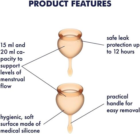 Satisfyer Feel Good Menstrual Cup - Reusable Period Cup with Removal Stem - Soft, Flexible Body-Safe Silicone, Easy Insertion & Removal - Includes 2 Cup Sizes for All Flows (Purple) in Saudi Arabia