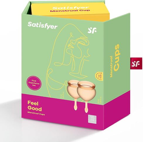 Satisfyer Feel Good Menstrual Cup - Reusable Period Cup with Removal Stem - Soft, Flexible Body-Safe Silicone, Easy Insertion & Removal - Includes 2 Cup Sizes for All Flows (Purple) in Saudi Arabia