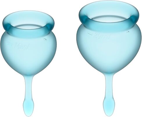 Satisfyer Feel Good Menstrual Cup - Reusable Period Cup with Removal Stem - Soft, Flexible Body-Safe Silicone, Easy Insertion & Removal - Includes 2 Cup Sizes for All Flows (Purple) in Saudi Arabia