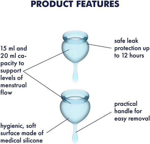 Satisfyer Feel Good Menstrual Cup - Reusable Period Cup with Removal Stem - Soft, Flexible Body-Safe Silicone, Easy Insertion & Removal - Includes 2 Cup Sizes for All Flows (Purple) in Saudi Arabia