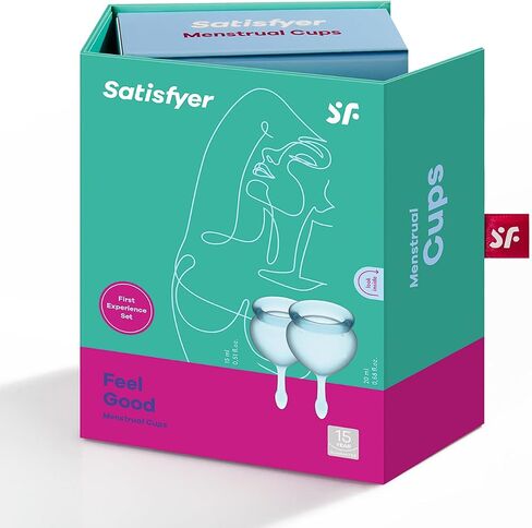 Satisfyer Feel Good Menstrual Cup - Reusable Period Cup with Removal Stem - Soft, Flexible Body-Safe Silicone, Easy Insertion & Removal - Includes 2 Cup Sizes for All Flows (Purple) in Saudi Arabia