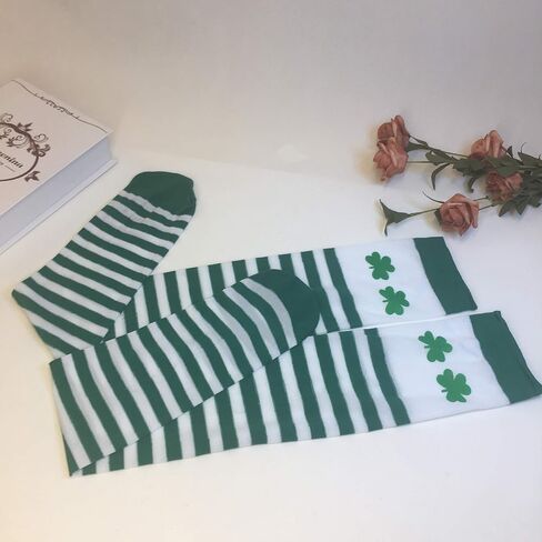 Soochat جوارب عيد القديس باتريك، جوارب شامروك للركبة عالية لزي حفلة عيد القديس باتريك في أيرلندا in Kuwait