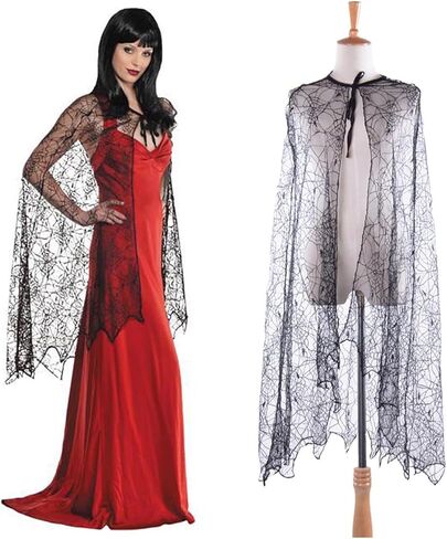 eyigylyo Halloween Women Spiderweb زي إكسسوار شبكة العنكبوت المعطف Spiderweb الجوارب جوارب شبكية لعيد الهالوين فستان الحفلات التنكرية in Kuwait