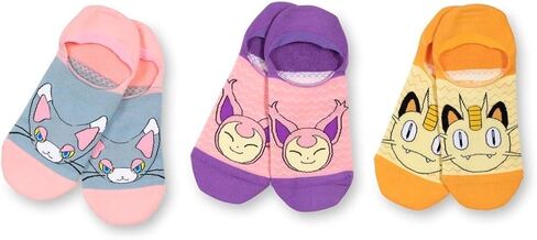 Pokémon Center: Meowth, Skitty & Glameow No-Show Socks (3 Pairs) (One Size-Adult) in Saudi Arabia