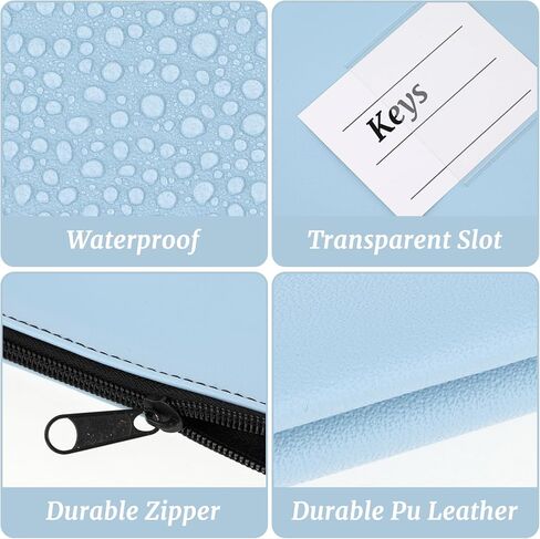 Gjinxi Zipper Coins Bags 2 Pcs PU Leather Bags Travel Wallet Pouches With Compartment Bank Organizer Office Item Holder Supplies Black Color Storage Bag Blue Wallet Fit Cosmetics, Invoice, Bills in Saudi Arabia