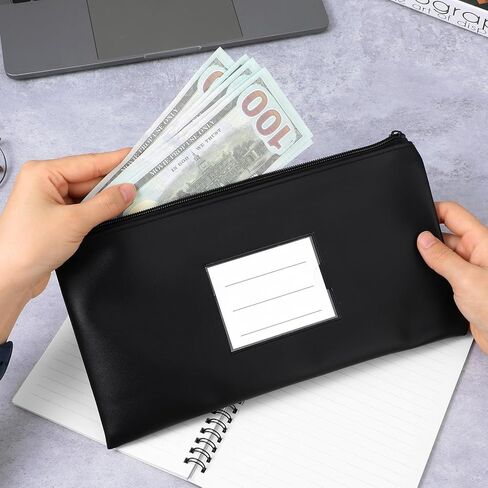 Gjinxi Zipper Coins Bags 2 Pcs PU Leather Bags Travel Wallet Pouches With Compartment Bank Organizer Office Item Holder Supplies Black Color Storage Bag Blue Wallet Fit Cosmetics, Invoice, Bills in Saudi Arabia