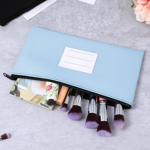 Gjinxi Zipper Coins Bags 2 Pcs PU Leather Bags Travel Wallet Pouches With Compartment Bank Organizer Office Item Holder Supplies Black Color Storage Bag Blue Wallet Fit Cosmetics, Invoice, Bills in Saudi Arabia