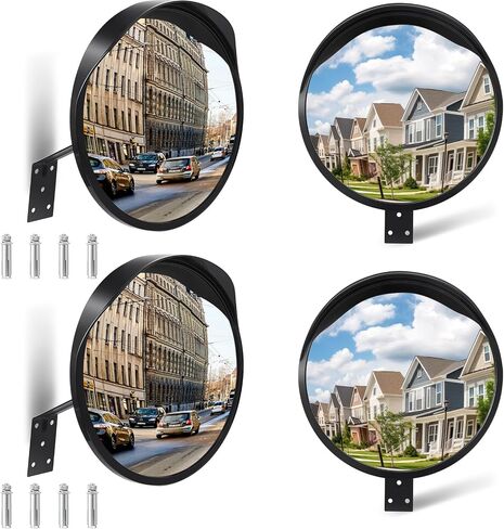 Wenqik 4 Pcs Traffic Mirror 12 Inch Acrylic Convex Mirror with Waterproof Cap Round Corner Mirror Adjustable Security Mirror for Indoor Outdoor Garage Warehouse Driveways Blind Spot Street Safety in Saudi Arabia