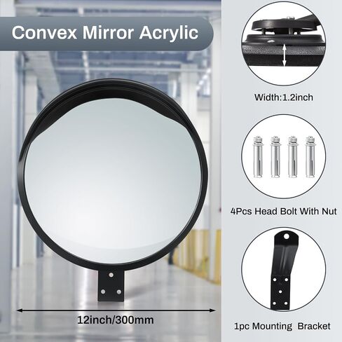 Wenqik 4 Pcs Traffic Mirror 12 Inch Acrylic Convex Mirror with Waterproof Cap Round Corner Mirror Adjustable Security Mirror for Indoor Outdoor Garage Warehouse Driveways Blind Spot Street Safety in Saudi Arabia