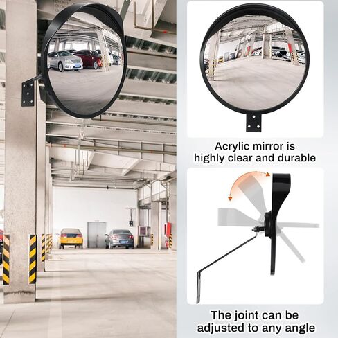 Wenqik 4 Pcs Traffic Mirror 12 Inch Acrylic Convex Mirror with Waterproof Cap Round Corner Mirror Adjustable Security Mirror for Indoor Outdoor Garage Warehouse Driveways Blind Spot Street Safety in Saudi Arabia