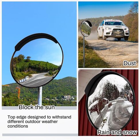 Wenqik 4 Pcs Traffic Mirror 12 Inch Acrylic Convex Mirror with Waterproof Cap Round Corner Mirror Adjustable Security Mirror for Indoor Outdoor Garage Warehouse Driveways Blind Spot Street Safety in Saudi Arabia