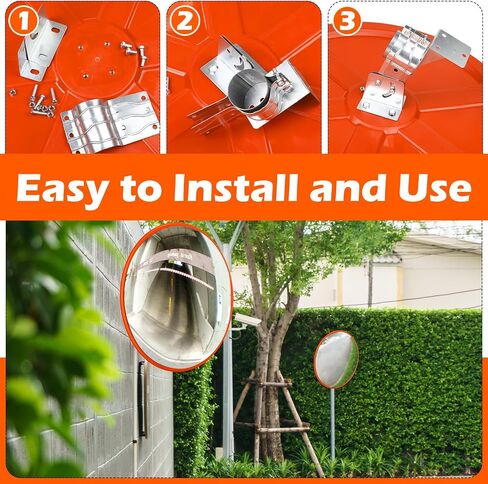Geetery Convex Traffic Mirror for Driveway Security Mirror Wide Angle Curved Safety with Adjustable Wall Fixing Bracket for Driveway Road Shop Garage Parking Lot Blind Spot Hide (Stylish,17.7 Inch) in Saudi Arabia