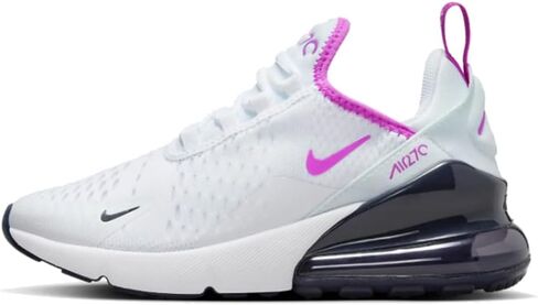 حذاء Nike Air Max 270 للأطفال الكبار (943345-116، أبيض/سبج داكن/فوشيا دريم) مقاس 6.5 in Saudi Arabia