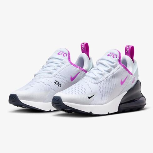 حذاء Nike Air Max 270 للأطفال الكبار (943345-116، أبيض/سبج داكن/فوشيا دريم) مقاس 6.5 in Saudi Arabia