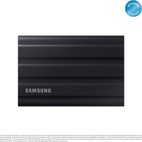 SAMSUNG T7 Shield Portable SSD 1TB - Up to 1050MB/s - USB 3.2 (Gen2, 10Gbps) IP-65 External Solid State Drive, Black (MU-PE1T0S) in Saudi Arabia