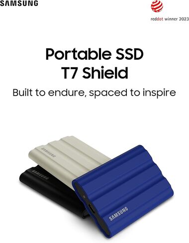 SAMSUNG T7 Shield Portable SSD 1TB - Up to 1050MB/s - USB 3.2 (Gen2, 10Gbps) IP-65 External Solid State Drive, Black (MU-PE1T0S) in Saudi Arabia